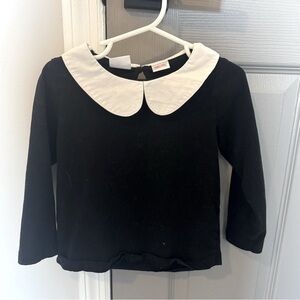 Zara Girls Blouse Peter Pan Collar Size 2 - 3 Year Black White